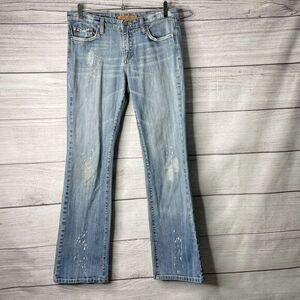 VIGOSS Jeans Blue Denim Distressed Embroidered Flower Patch Juniors size‎ 11